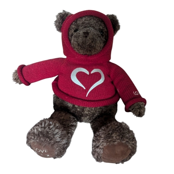 Gund Millenium Large Brown Teddy Bear with Red Heart Hoodie Sweater Y2K - Picture 7 of 8
